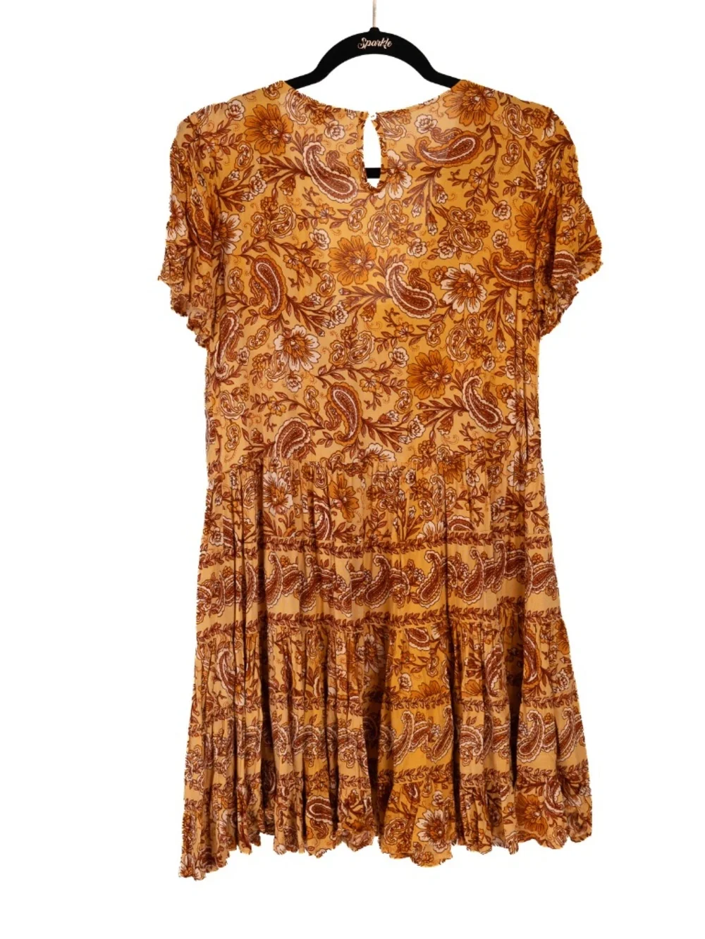 Patrons of Peace  multi orange floral   dress with full swirl skirt.